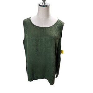 Russ Berens Top Women's Size Large Green Tencel Blend Sleeveless